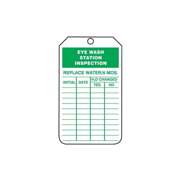 Accuform Safety Tags, EYE WASH STATION INSPECTION, 8.5inx 3.875in, RP-Plastic, 25PK TRS330PTP - main